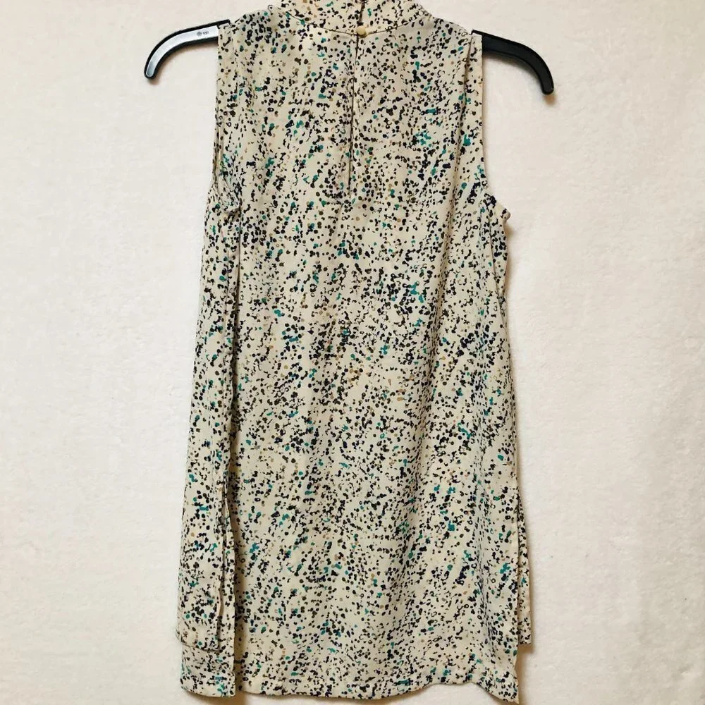 Prologue Cream and Blue Abstract Sleeveless Turtleneck Blouse Size XS - Picture 5 of 7